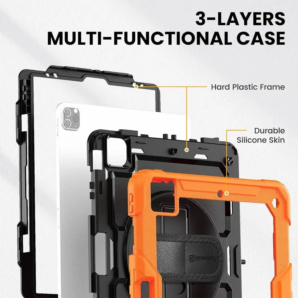 Timecity iPad Pro 12.9 Case 6th/5th/4th/3rd Gen, 360° Rotating Stand, Penci